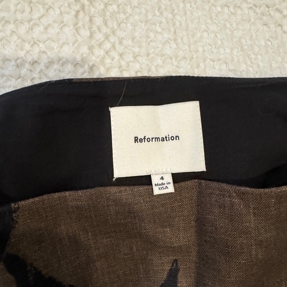 Reformation Avielle Linen Two Piece Brown - Size 4 - Picture 3 of 6